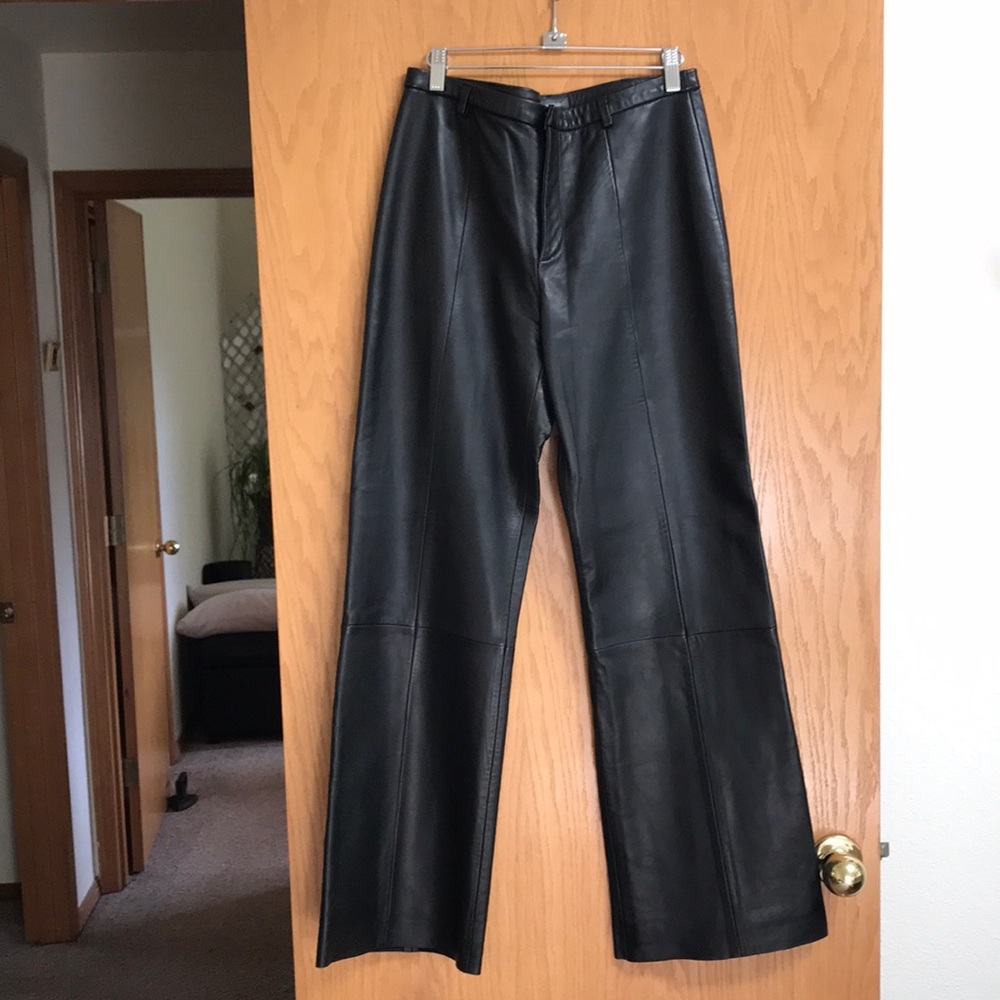 Leather wide leg pants